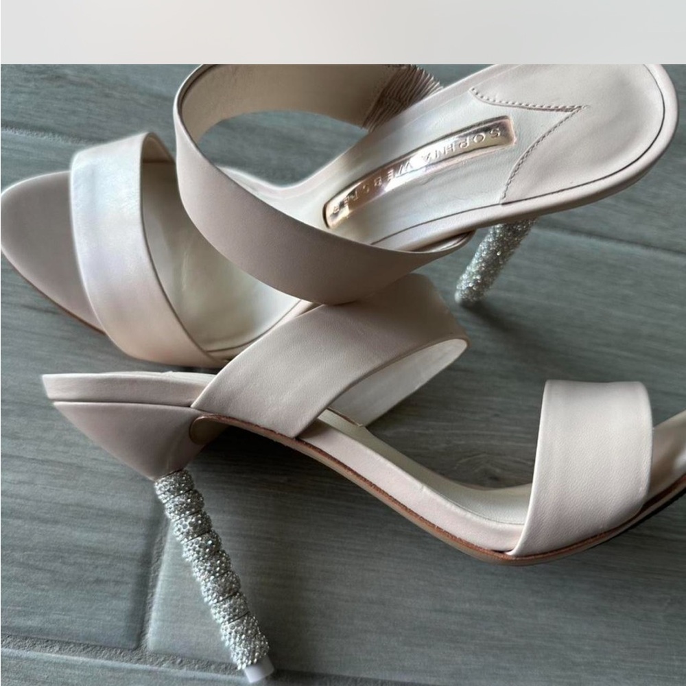 Sophia Webster Cream Heels with Pearl Detail